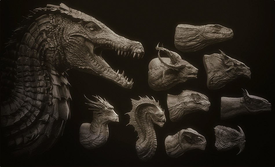 模型资产 – 龙头雕刻模型 Dragon Heads Volume 2