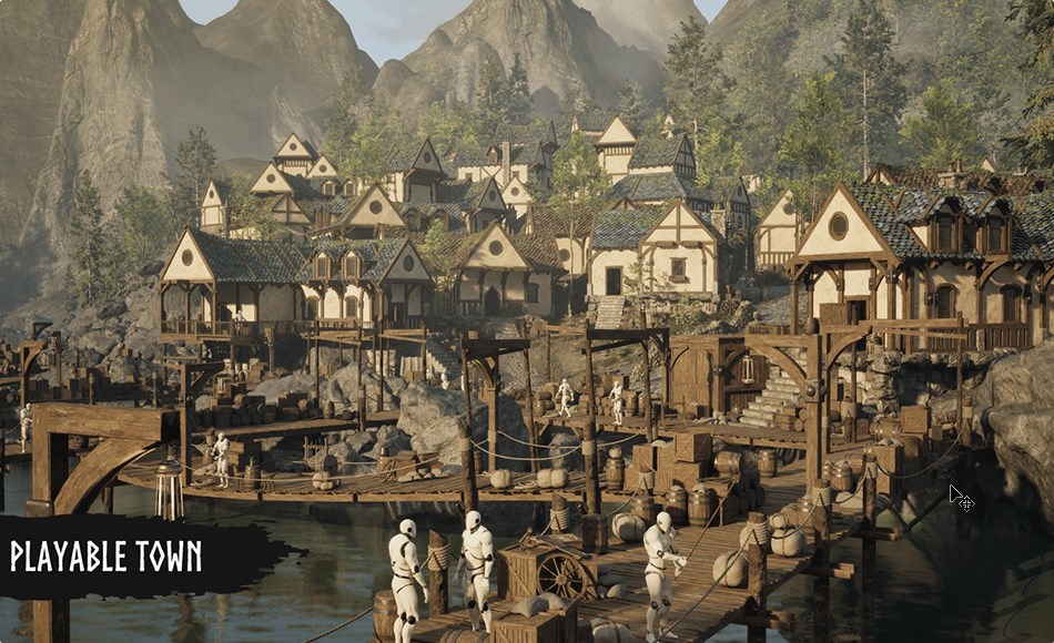【UE5】模块化中世纪城镇码头 Modular Medieval Town, Docks (Medieval Town, Medieval Village, Town, Village)