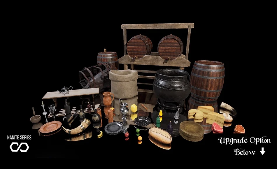 【UE5】中世纪食品和餐饮套件 Medieval Food & Dining Kit – Food Props