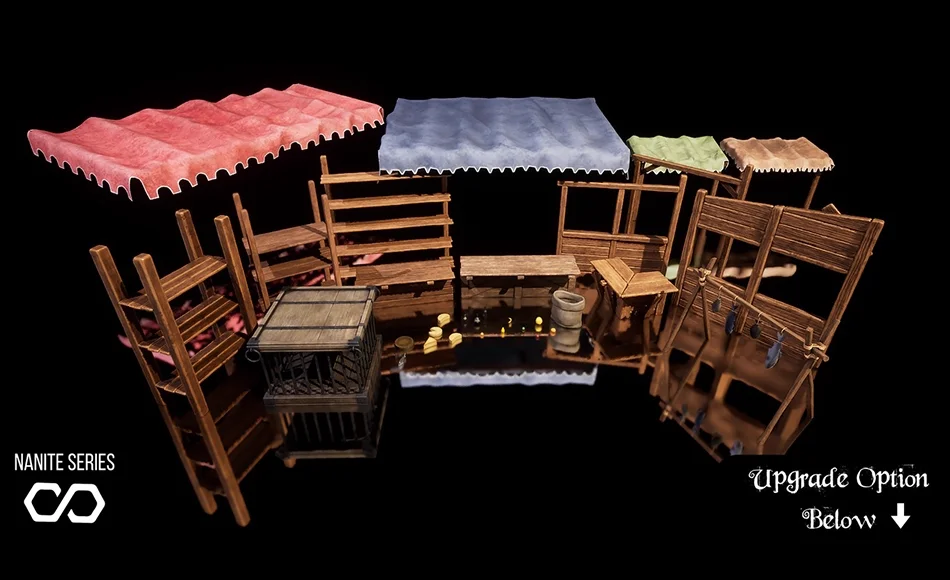 【UE5】中世纪市场道具 Medieval Market & Shop Kit (Market, Shop, Medieval Props, Market Stalls, Market)