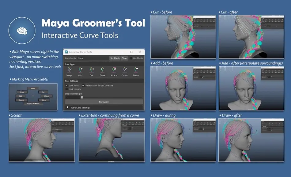 Maya插件 – 毛发制作工具 Maya Groomer’s Tools