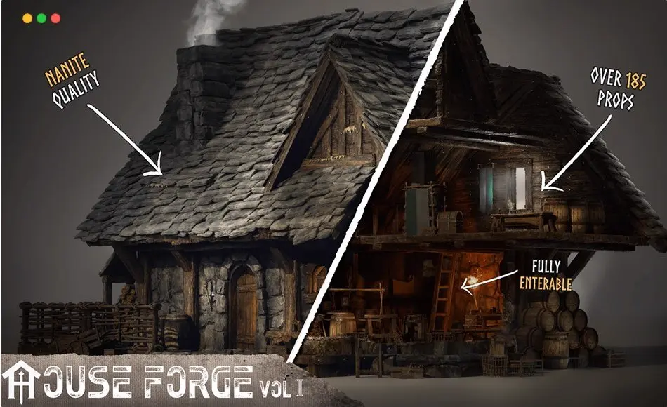 【UE5】模块化房屋建筑套件 House Forge: Modular House Building Kit (Modular Houses, Medieval Houses, House)