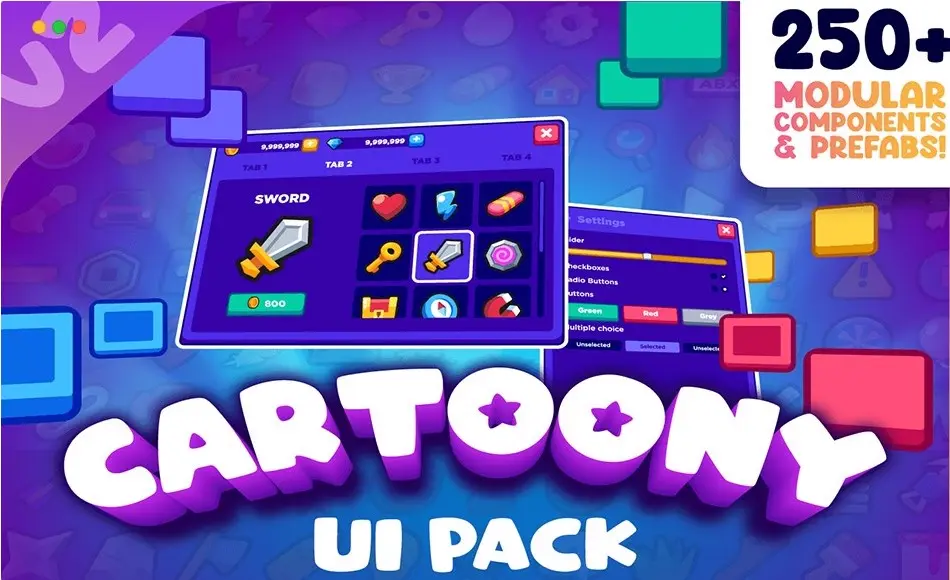 Unity资产 – 卡通 UI 资产包 Cartoony UI Pack