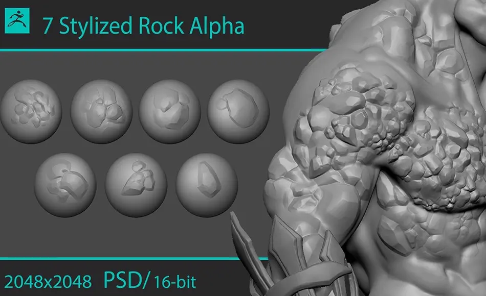 风格化岩石贴图纹理 Stylized stone alphas