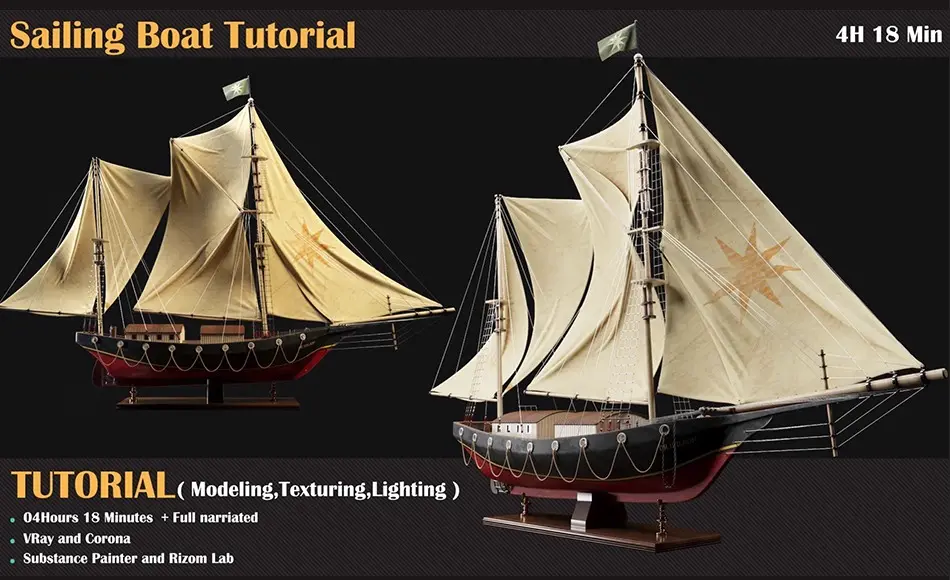 【中文字幕】3Dmax教程 – 写实帆船创建教程 Sailing Boat Tutorial