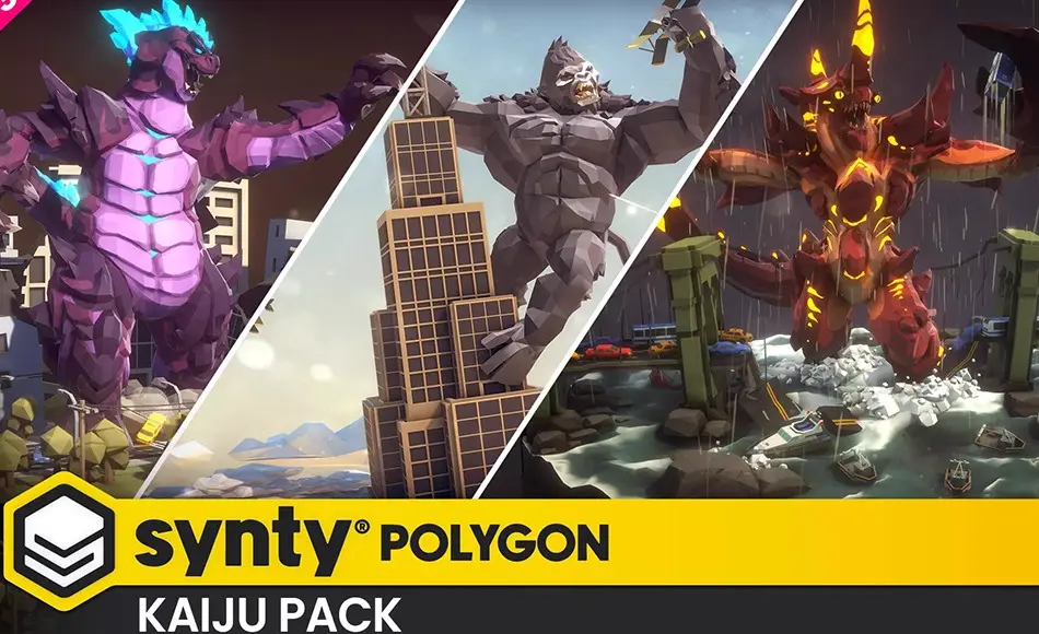Unity角色 – 风格化怪兽角色 POLYGON – Kaiju Pack – Art by Synty