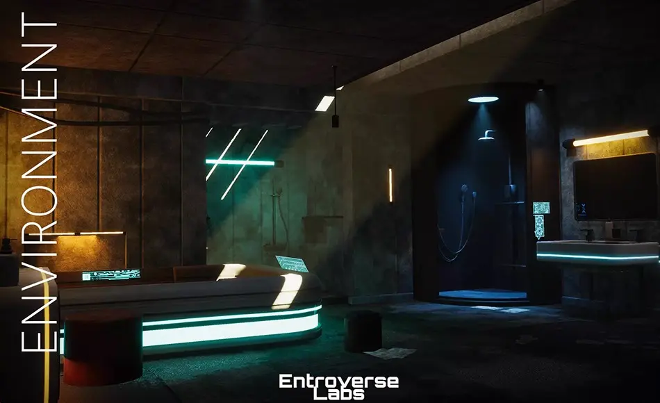 Unity场景 – 赛博朋克浴室 Cyberpunk Bathroom – Brutalist Unity场景 – 赛博朋克浴室 Cyberpunk Bathroom – Brutalist