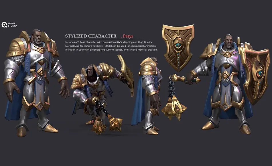 模型资产 – 风格化游戏角色 ArcadeStudio Character Petyr | T-Pose | Textures
