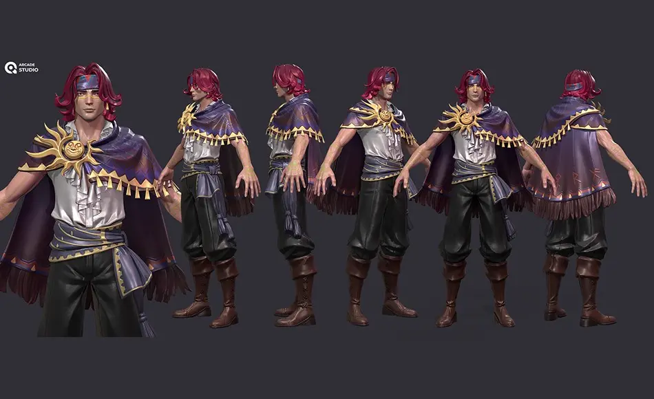 模型资产 – 风格化巫师角色模型 ArcadeStudio Character Sorcerer | T-Pose | Texture Maps