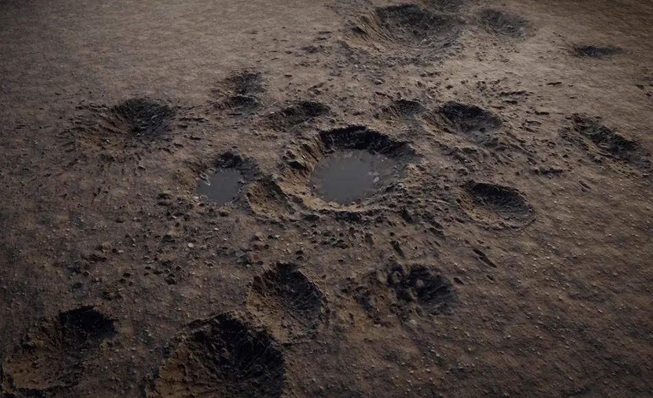 【UE5】陨石坑贴图包 Crater Decals