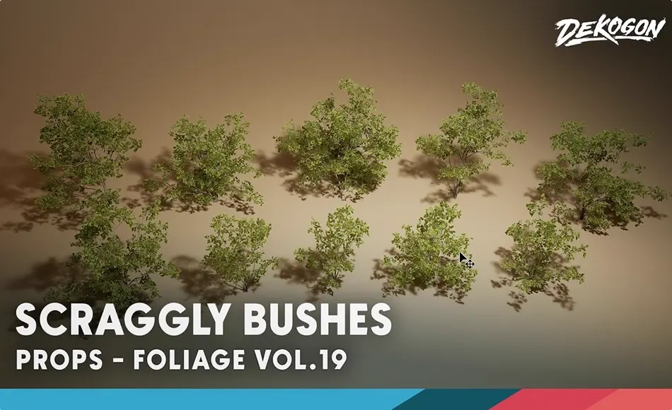 【UE5】稀疏灌木 Foliage VOL.19 – Scraggly Bushes (Nanite and Low Poly)