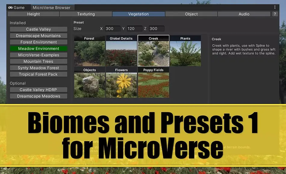 Unity植物 – 生物群落和预设 Biomes and Presets for MicroVerse Unity植物 – 生物群落和预设 Biomes and Presets for MicroVerse