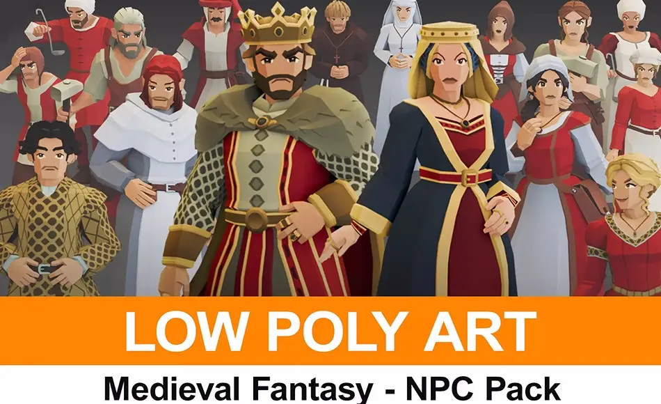 Unity角色 – 中世纪奇幻角色包 Low-Poly Medieval Fantasy – NPC Pack Unity角色 – 中世纪奇幻角色包 Low-Poly Medieval Fantasy – NPC Pack