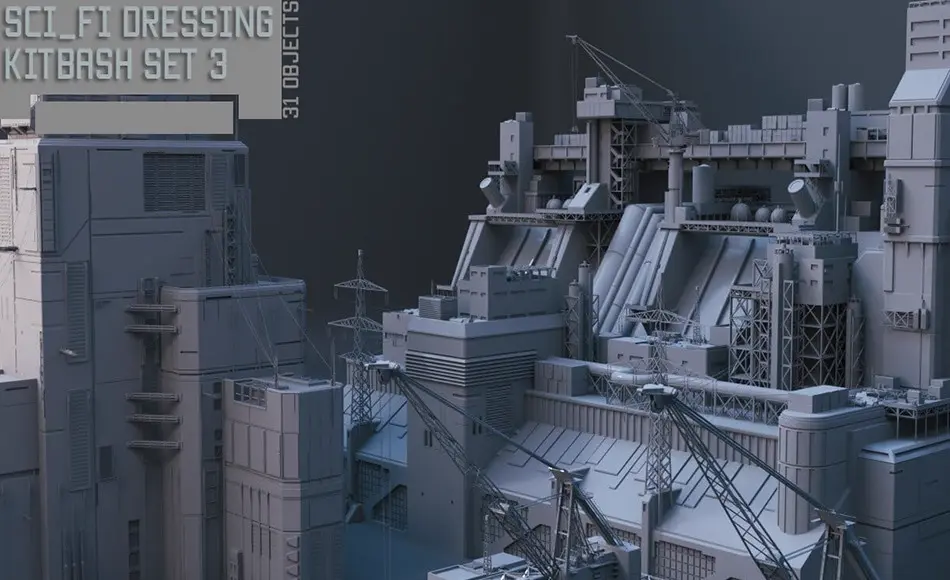 模型资产 – 科幻硬表面模型 Scifi Kitbash Set 03