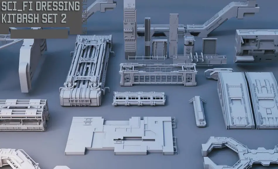 模型资产 – 科幻硬表面模型 Scifi Kitbash Set 02