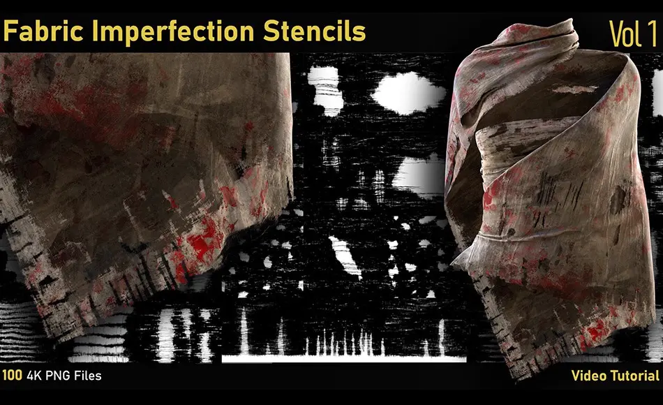 100 款瑕疵织物纹理包 100 Fabric Imperfection Stencils-Vol1