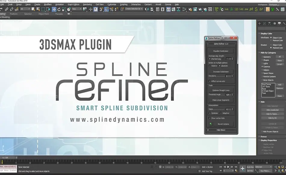 3Dmax插件 – 样条线编辑插件 Spline Refiner 3Dmax插件 – 样条线编辑插件 Spline Refiner