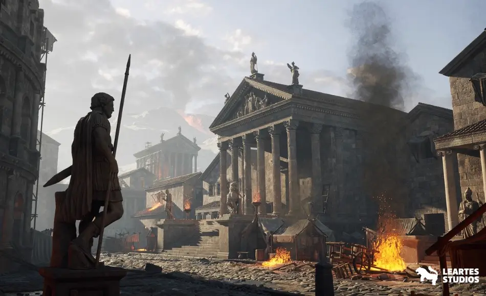 【UE5】罗马火山神庙 Roman Volcanic Temple ( Ancient Medieval Village Greek Buildings City Street )