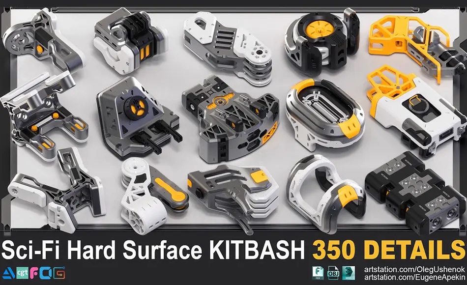模型资产 – 350 组科幻机械硬表面模型 Sci-Fi Hard Surface KITBASH 350 DETAILS