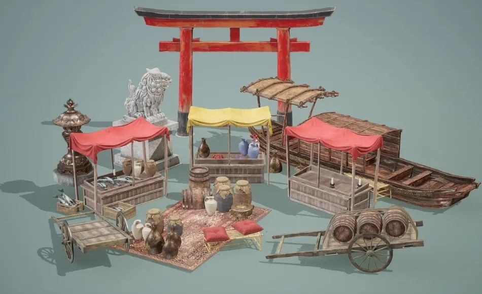 【UE5】封建日本场景道具 Feudal Japan Exterior Props Vol1