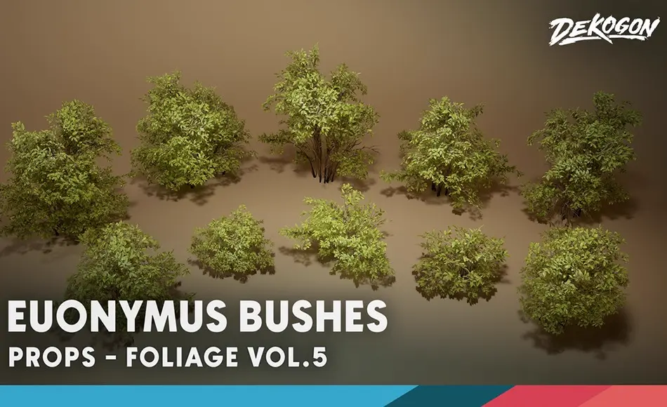 【UE5】灌木植物 Foliage VOL.5 – Euonymus Bushes (Nanite and Low Poly)