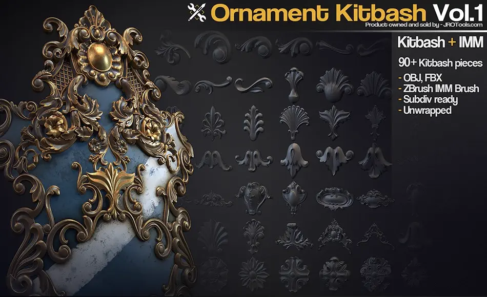 模型资产 – 装饰图案模型套件 Ornament Kitbash Vol.1