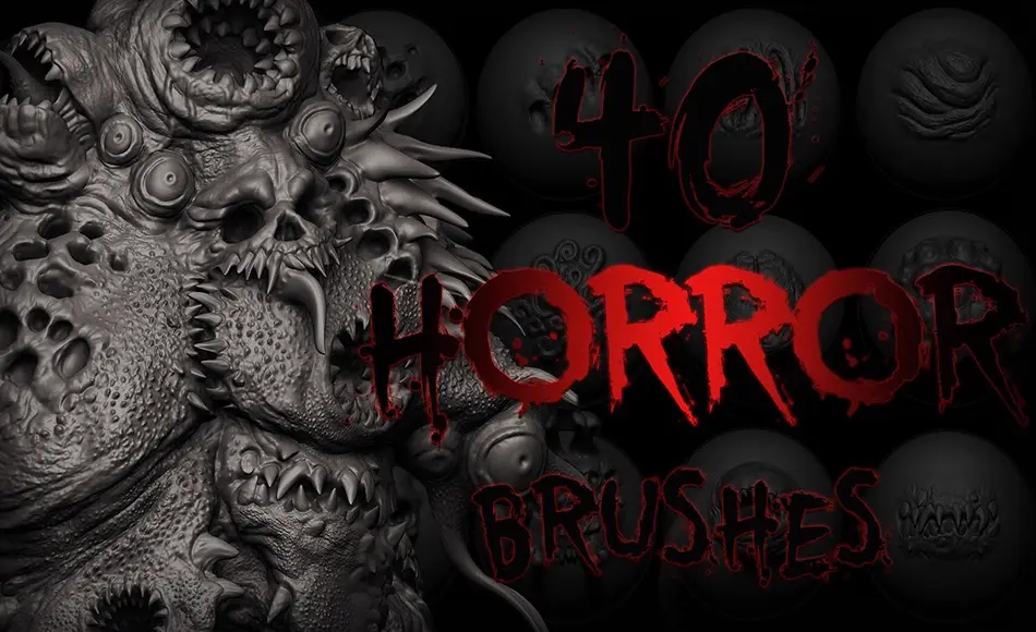 Zbrush笔刷 – 恐怖生物笔刷 Zbrush + Blender – 40 Horror VDM Brush