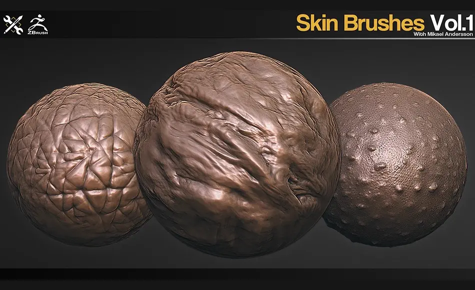 Zbrush笔刷 – 皮肤笔刷 Skin Brushes Vol.1