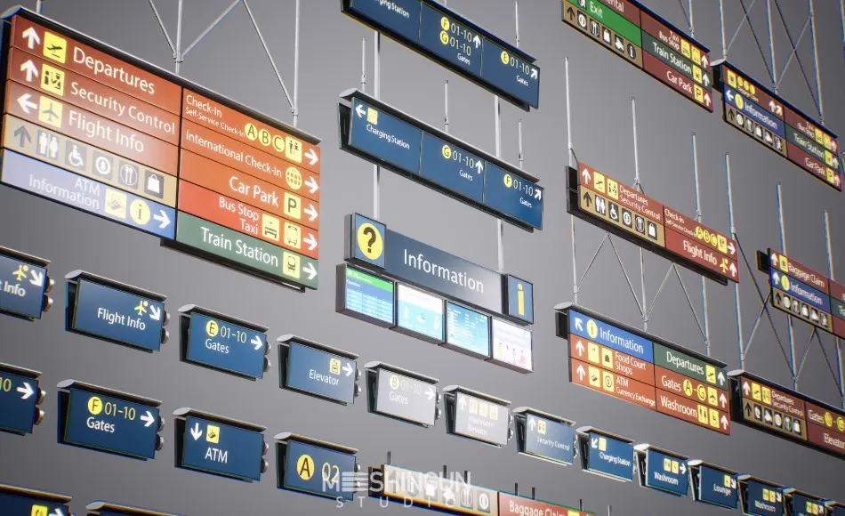 【UE5】机场标牌 Airport Set Vol3-Signage