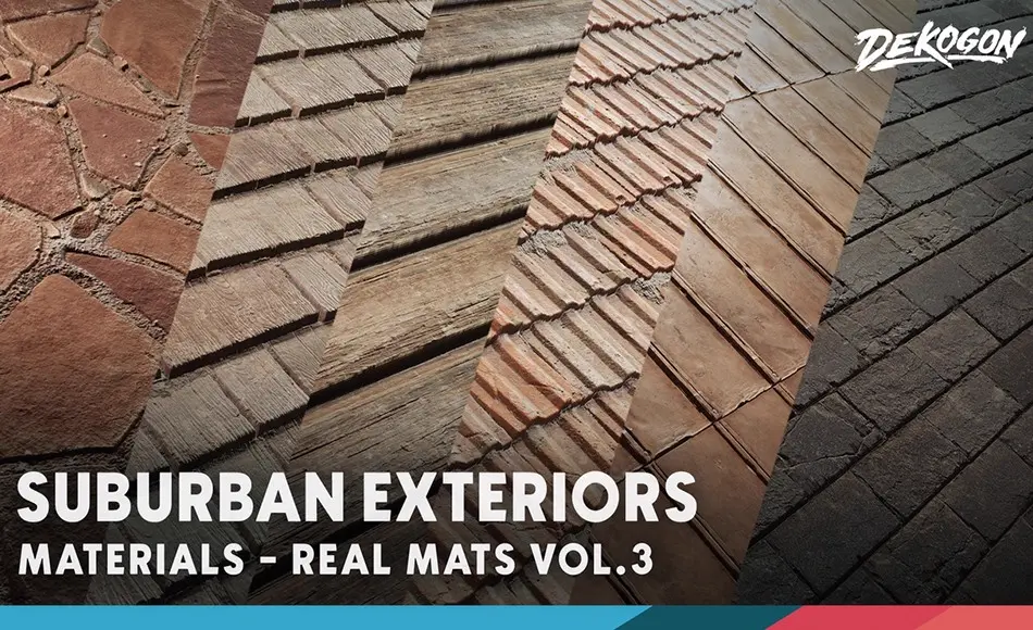 【UE5】风格化纹理材质 Realistic Materials VOL.3 – Suburban Exteriors (50 Materials)