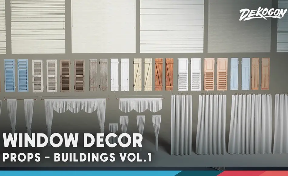 【UE5】模块化窗帘装饰 Buildings VOL.1 – Window Decor (Nanite and Low Poly)