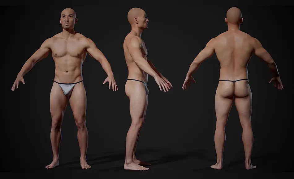 3DScan Store – 写实男性扫描身体3D模型 Animation Ready Body Scan / Male 02