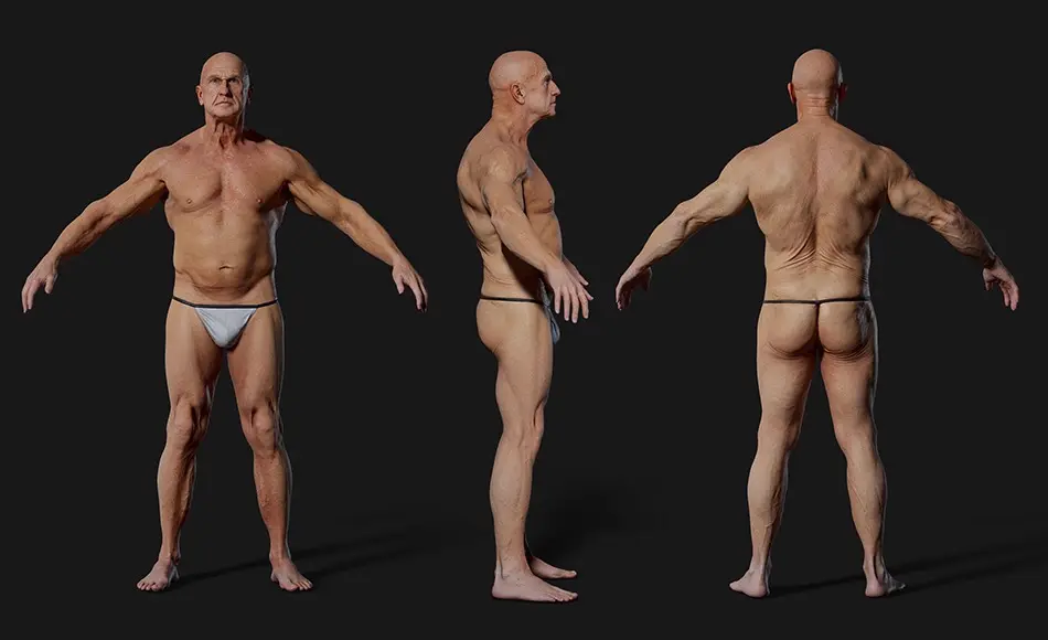3DScan Store – 写实中年男性扫描3D模型 Animation Ready Body Scan / Male 05