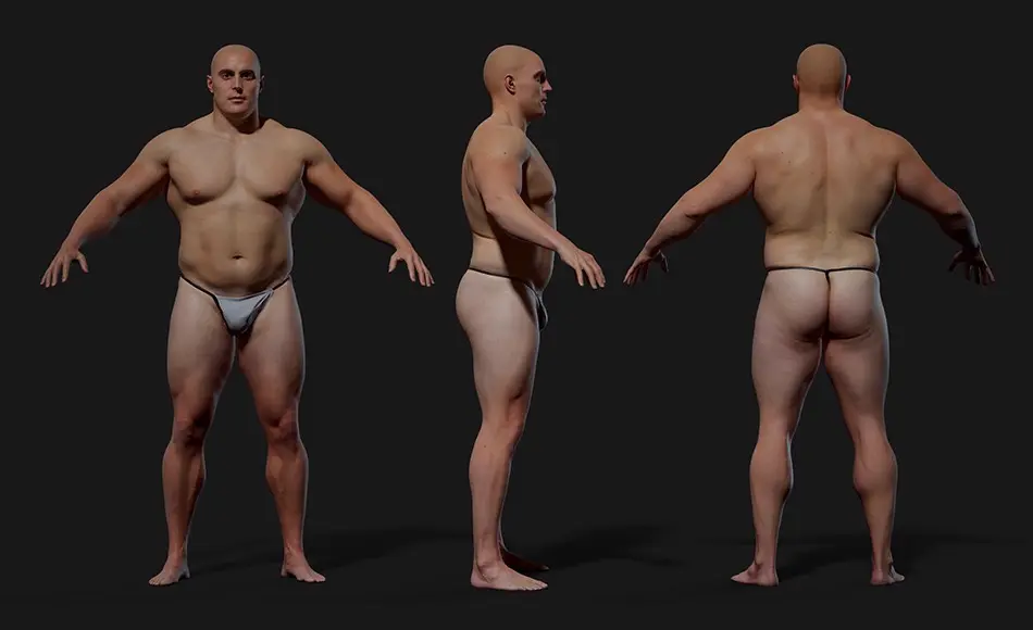 3DScan Store – 写实男性扫描身体3D模型 Animation Ready Body Scan / Male 03