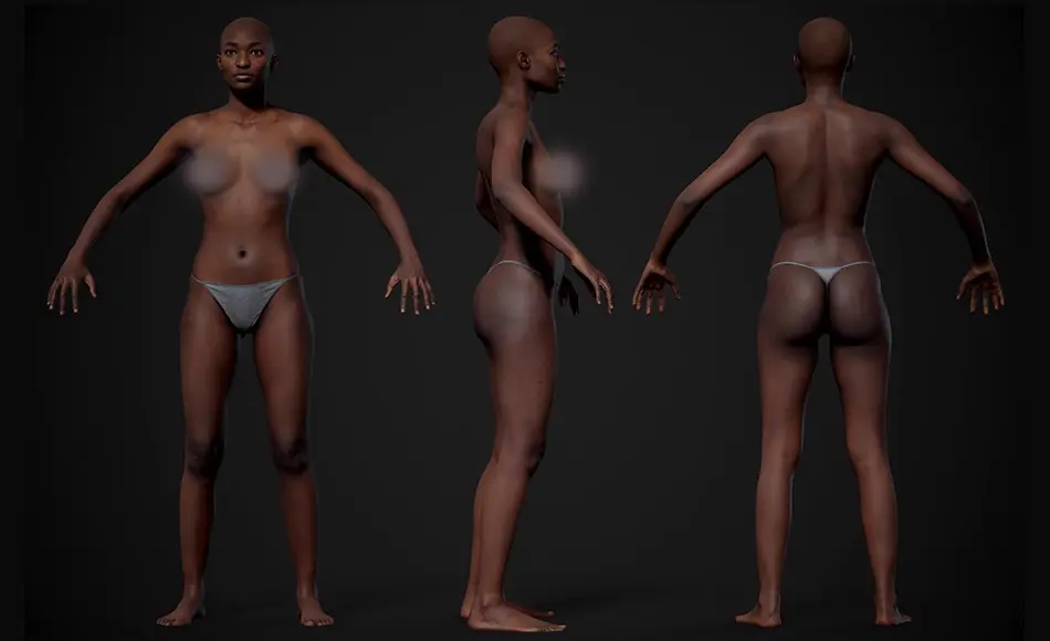 3D Scan Store – 写实女性扫描身体3D模型 Animation Ready Body Scan / Female 03