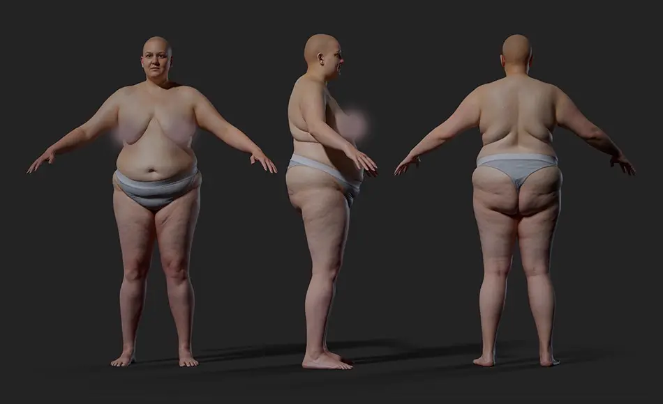 3D Scan Store – 写实女性扫描身体3D模型 Animation Ready Body Scan / Female 04