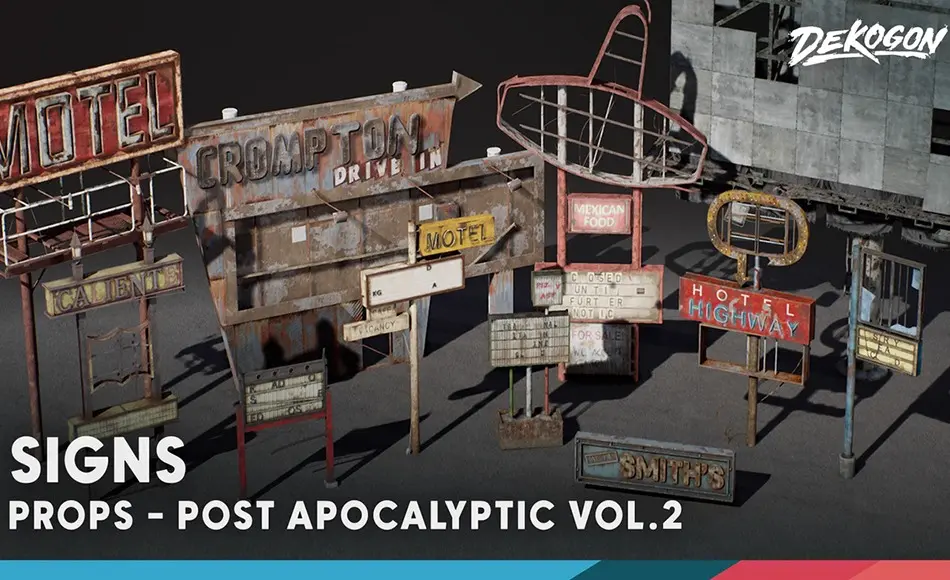 【UE4/5】后世界末日道具资产 Post Apocalyptic Signs – VOL 2