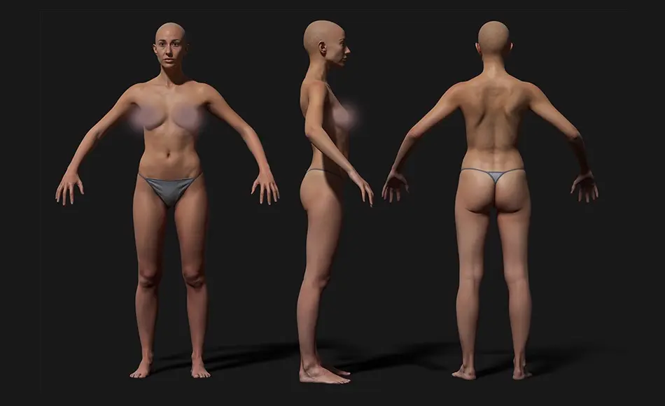 3D Scan Store – 写实女性扫描身体3D模型 Animation Ready Body Scan / Female 02