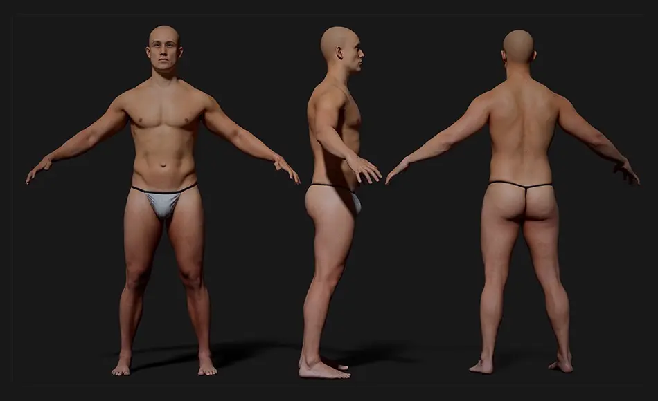 3DScan Store – 写实男性扫描身体3D模型 Animation Ready Body Scan / Male 04