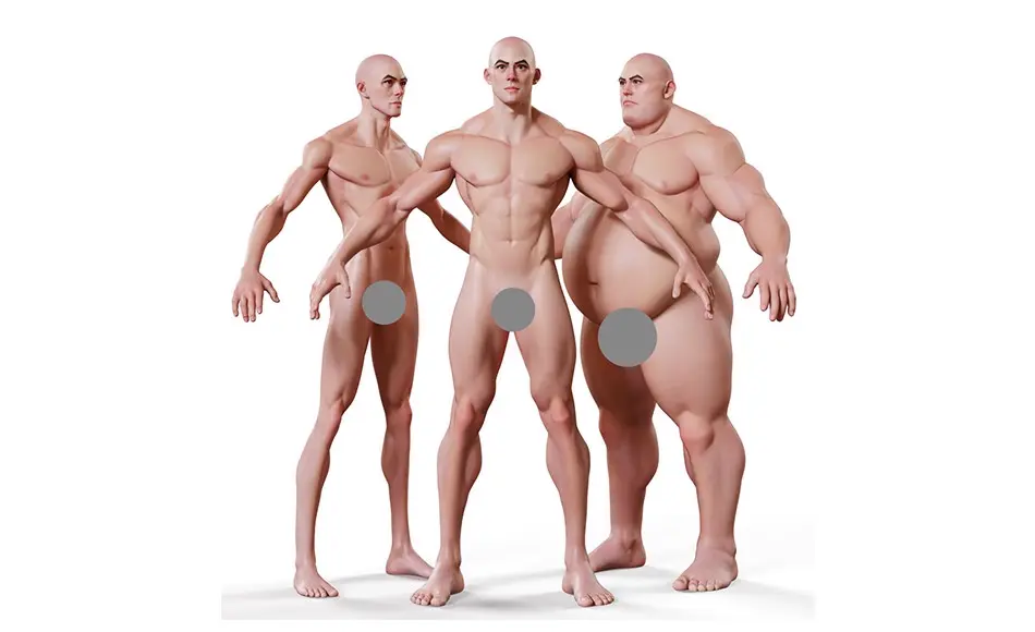 3DScan Store – 风格化男性可变形基础网格 Morphable Male – Stylised Base Mesh