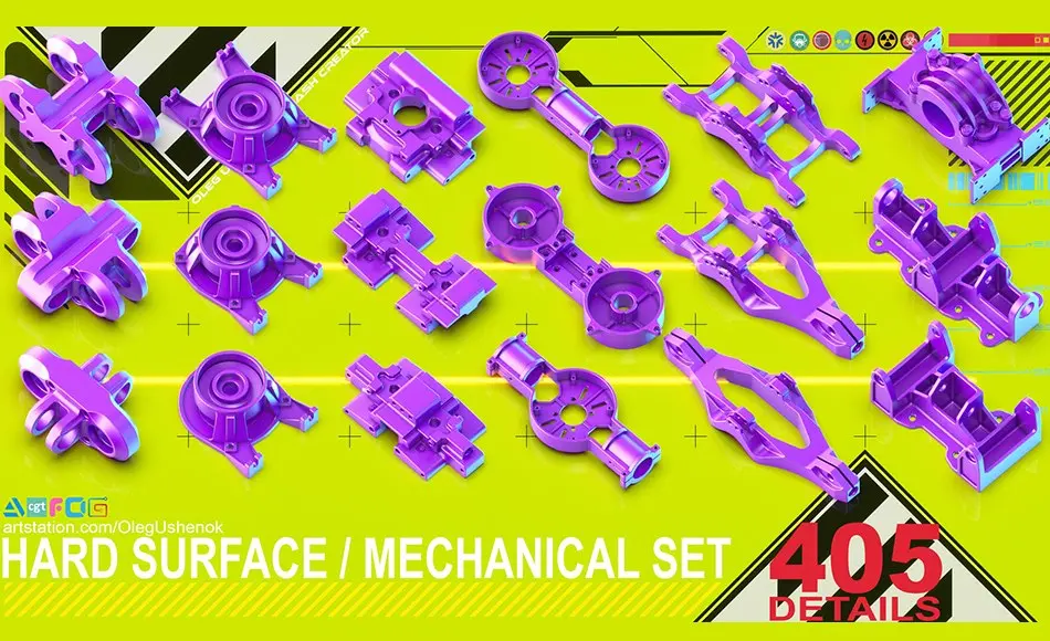 模型资产 – 405 组科幻硬表面机械3D模型 Sci-Fi Hard Surface KITBASH 405 DETAILS