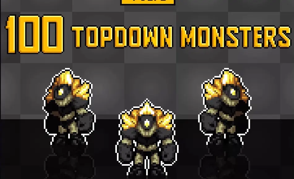 Unity资产 – 100 种俯视角怪物角色100 Topdown Monsters Vol. 1 – Pixel Art