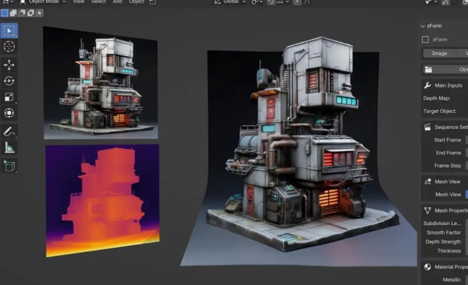 Blender插件 – 深度图和图像转换模型 Zform – Transform Depth Maps And Images To 3D Mesh