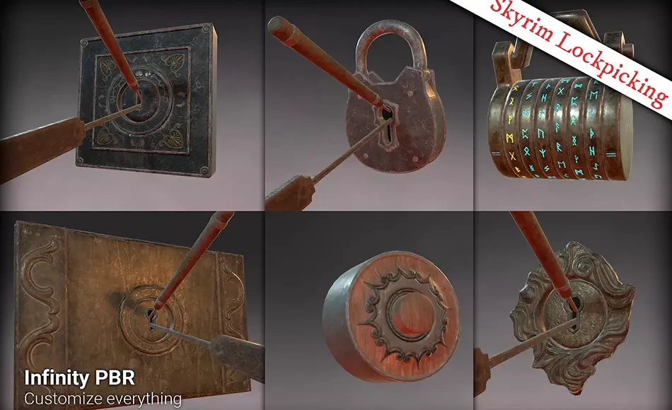 Unity插件 – 开锁,钥匙锁,和密码游戏资产包 Lock-picking – Key locks, Padlocks, and Ciphers – Fantasy RPG