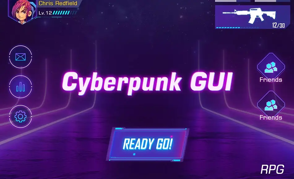 Unity资产 – 赛博朋克游戏图形用户界面包 Cyberpunk RPG GUI Pack