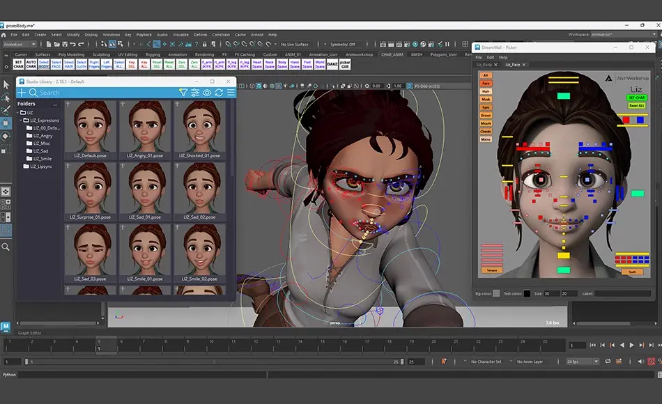 Maya动画 – 卡通动画绑定女性角色包 LIZ – Animworkshop Character Rig Pack for Maya Maya动画 – 卡通动画绑定女性角色包 LIZ – Animworkshop Character Rig Pack for Maya