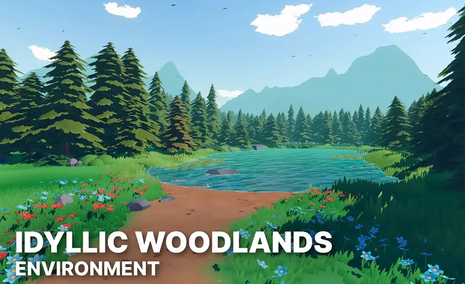 Unity场景 – 风格化游戏环境 Idyllic Woodlands – Stylized Fantasy RPG Environment