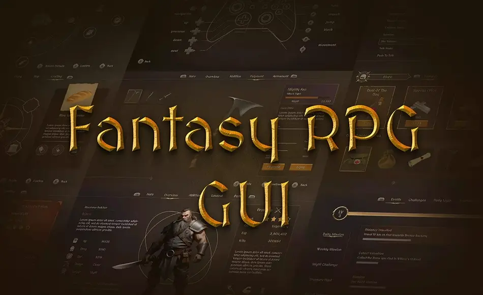 Unity资产 – 奇幻角色扮演游戏图形用户界面 Fantasy RPG GUI