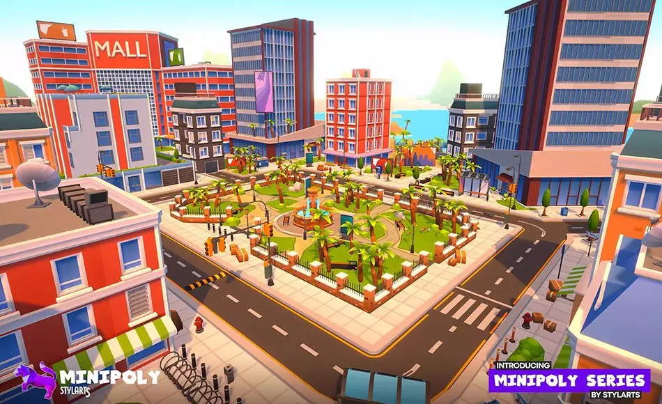 Unity场景 – 迷你现代岛屿城市 Minipoly Series – Modern Island City ( Stylized Lowpoly Environment )