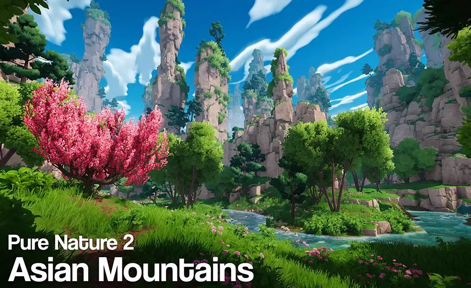 Unity场景 – 风格化亚洲山脉场景 Pure Nature 2 : Asian Mountains